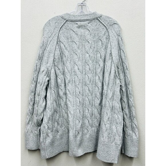 Aerie Sweater Womens XL Grey Chunky Cable Knit Soft Cozy Oversized Stretch 2024 - Picture 2 of 9